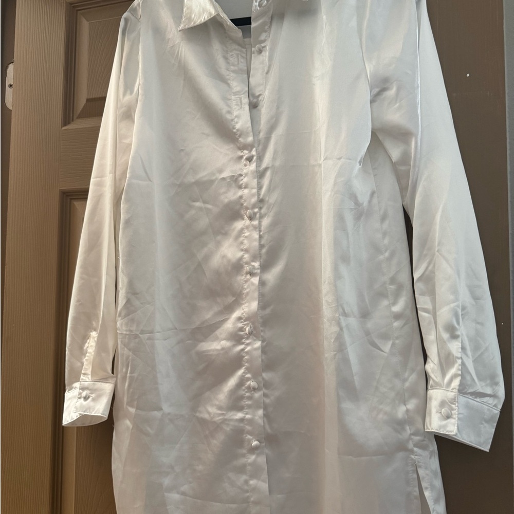 Princess Polly Cream Satin Shirt